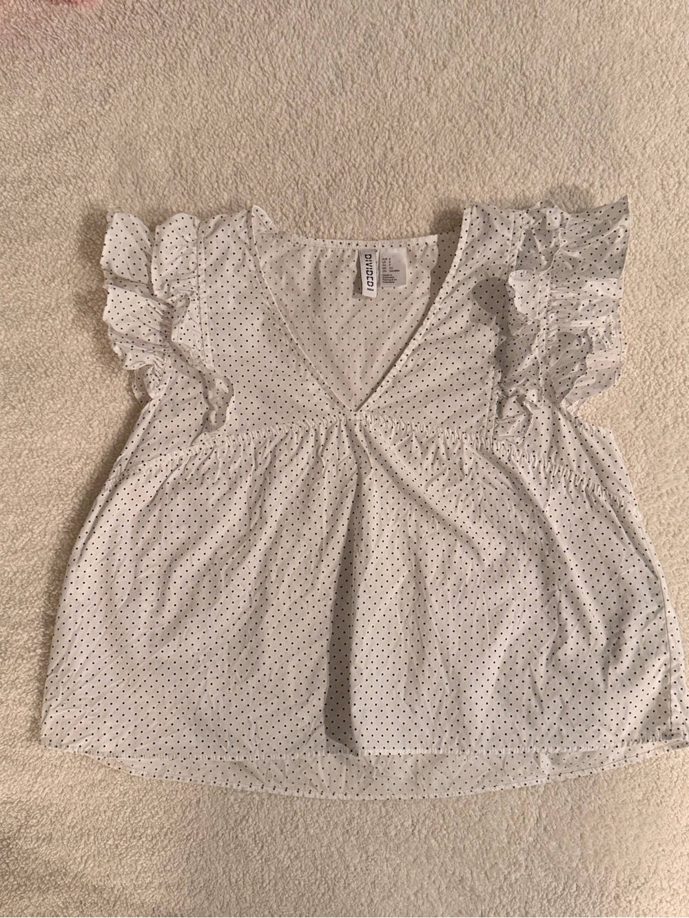 Cotton H&M white polka dot top